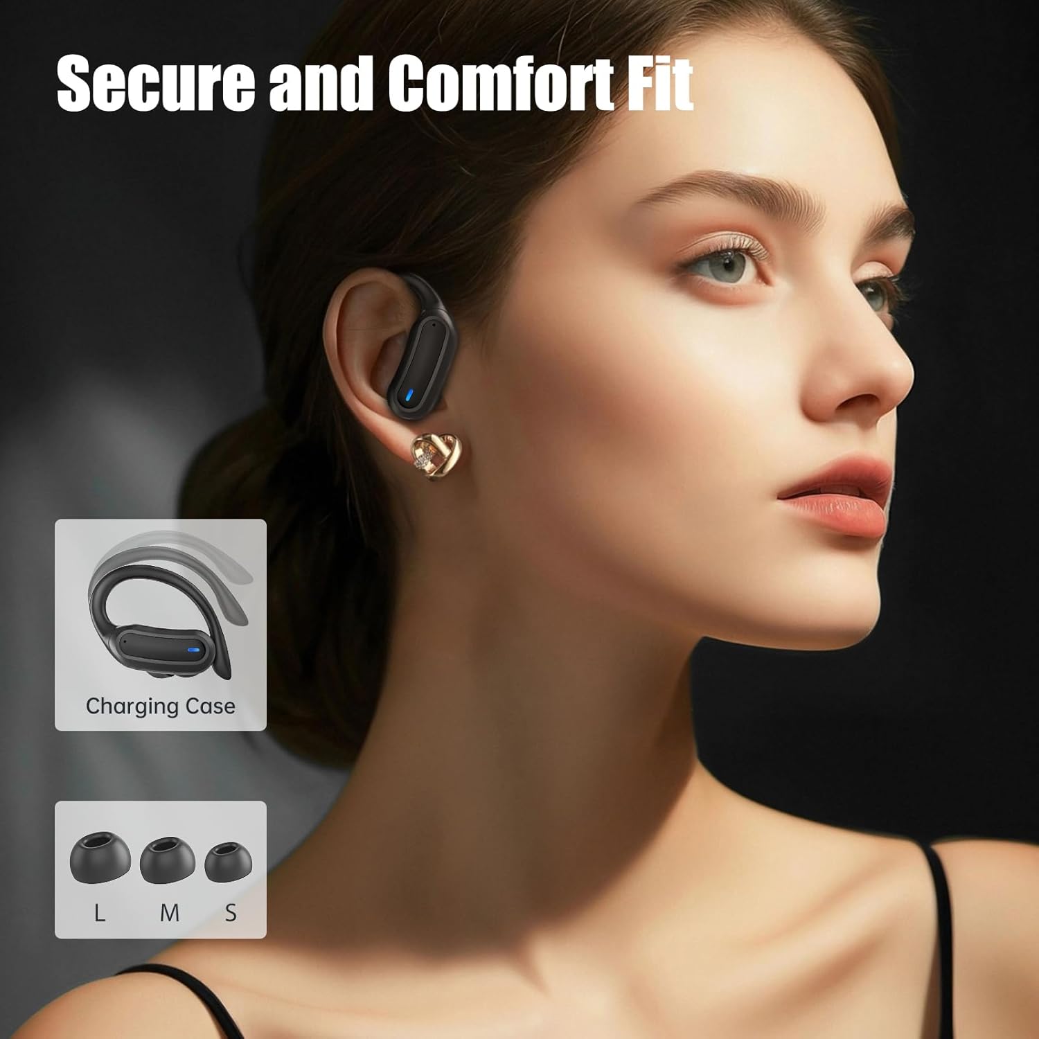 Wireless Earbuds Bluetooth 5.4 Headphones Sport, 2025 Bluetooth Earbuds with Earhooks, 50H Stereo Over Ear Buds, Earphone with 4 ENC Noise Canceling Mic, IP7 Waterproof Headset for Running/Gym/Workout - Image 4